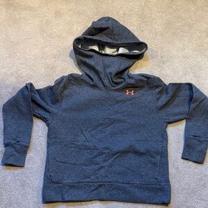Under Armour Dark Gray Hoodie with Orange Logo.